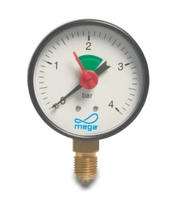 Manometer 0-4 bar. 63 mm x 1/4" bunn tilslutning