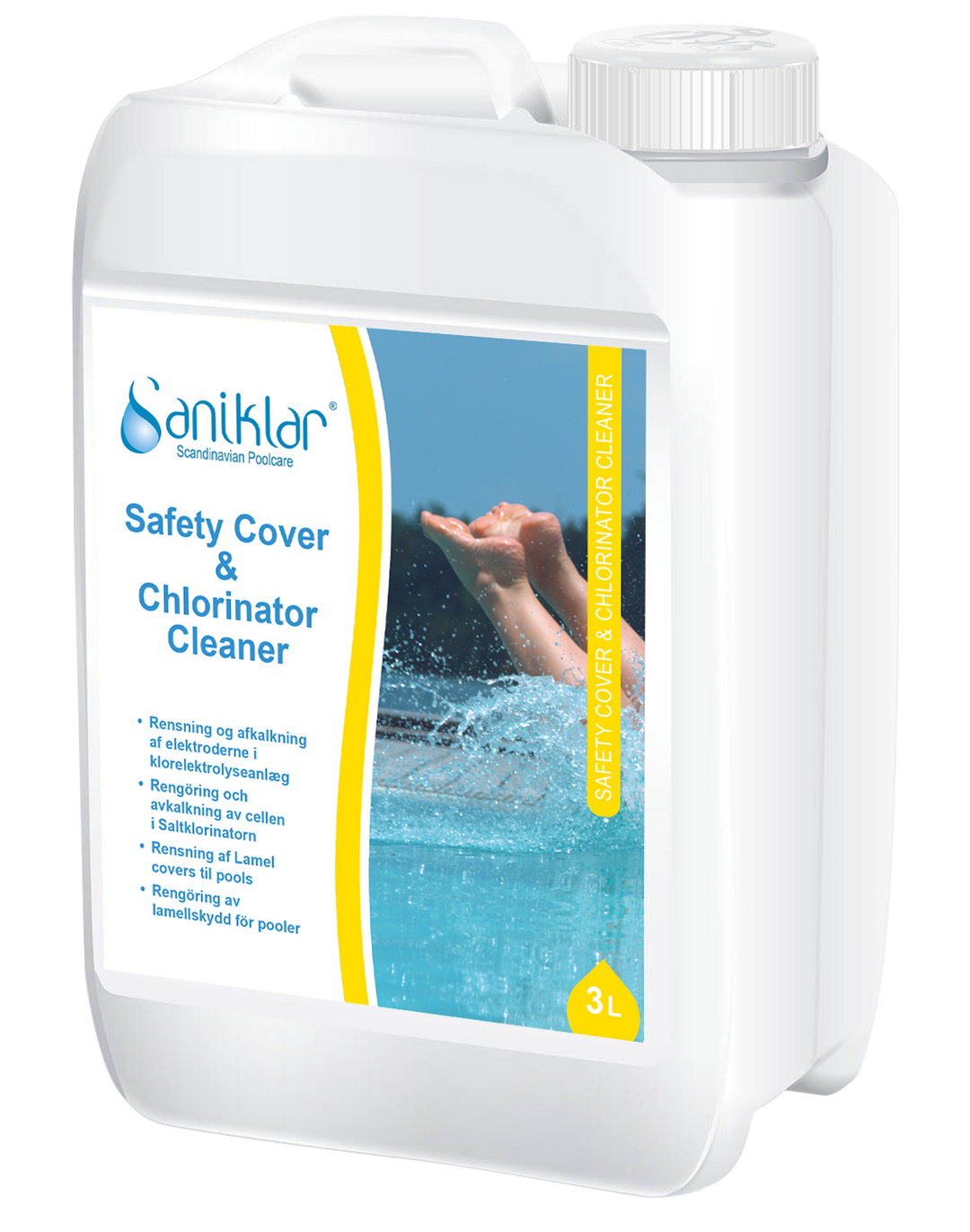Saniklar Cleaner 2i1 rensemiddel for lamelltrekk og elektrolyseanlegg. 3 liter