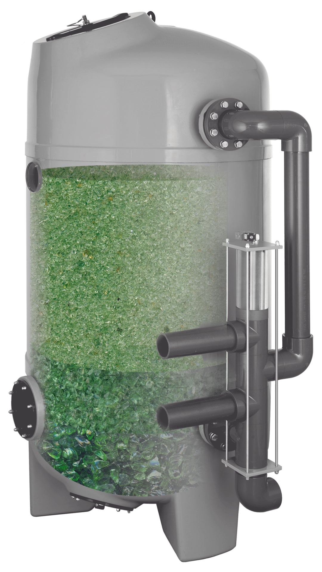 AFM®  Filterglass. Resirkulert grønt og brunt glass i 4 ulike graderinger/størrelser. 25 kg sekk