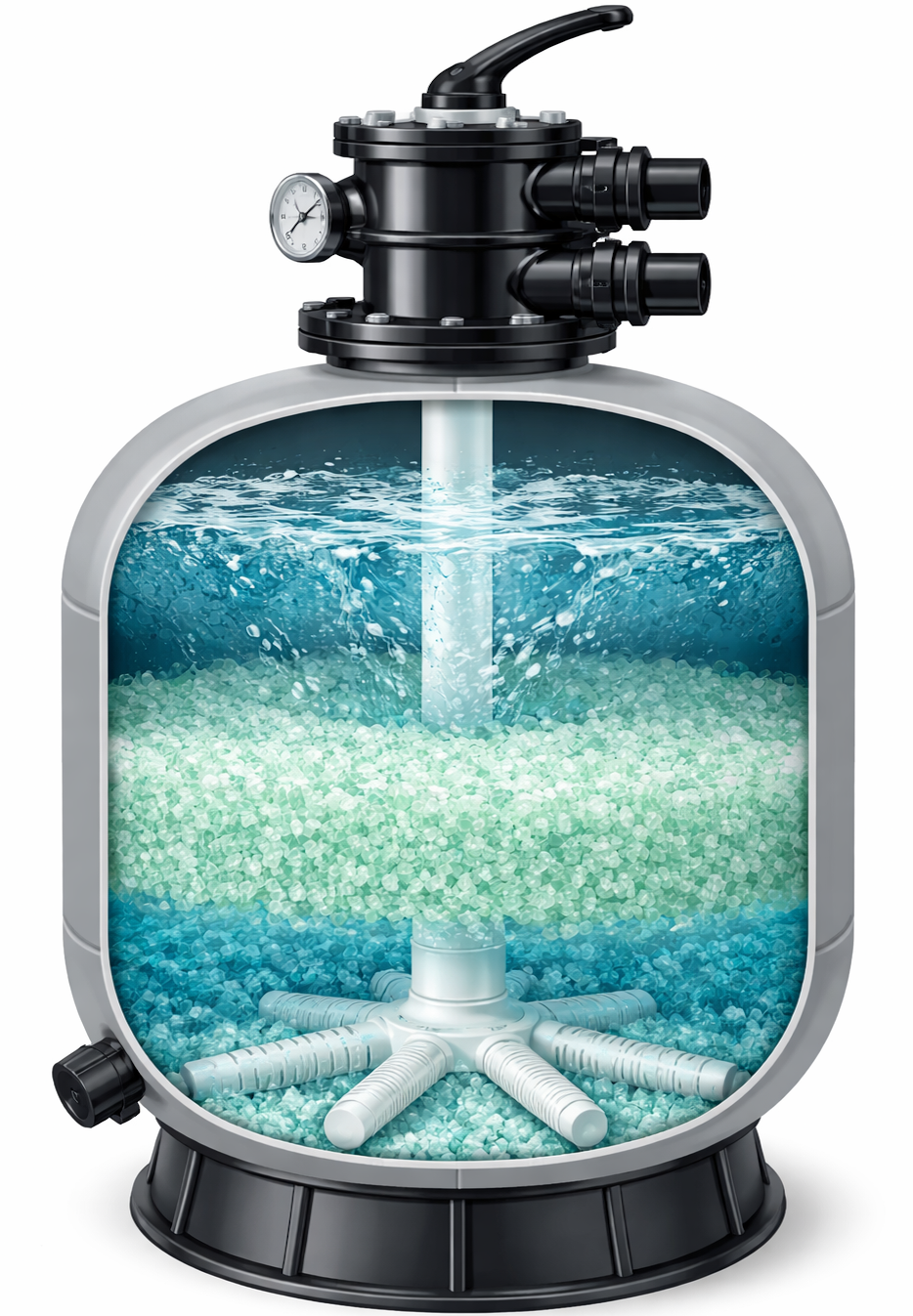 EcoPure® Filterglass. Resirkulert  glass i 3 ulike graderinger/størrelser. 20 kg sekk