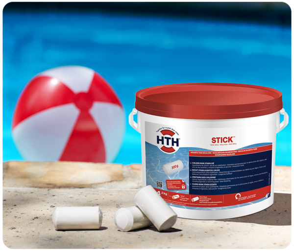 HTH Tempo stick, klortabletter med aktivt ustabilisert klor på 64%. 4.5 kg spann