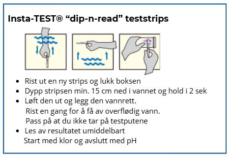 Insta-TEST® 4 Plus teststrips. Fri klor/pH/alkalitet og hardhet