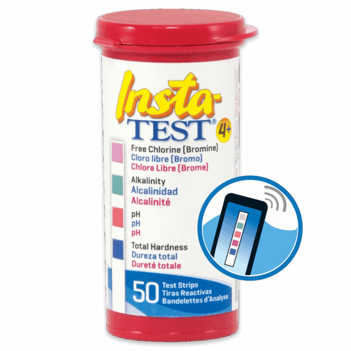 Insta-TEST® 4 Plus teststrips. Fri klor/pH/alkalitet og hardhet