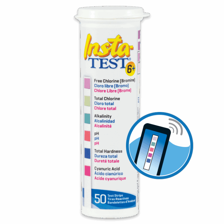 Insta-TEST® 6 Plus teststrips. Fri klor/total klor/pH/alkalitet/hardhet og cyanyrsyre