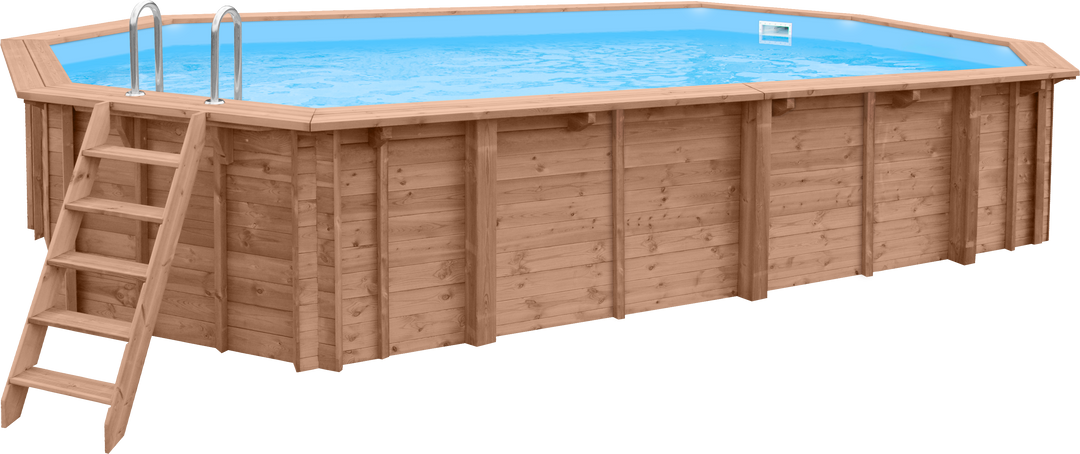 Abatec "Pacific Paradise" Komplett ovalt oktagonalt trebasseng | Utv. mål 814x460x136 cm. 34,21 m³