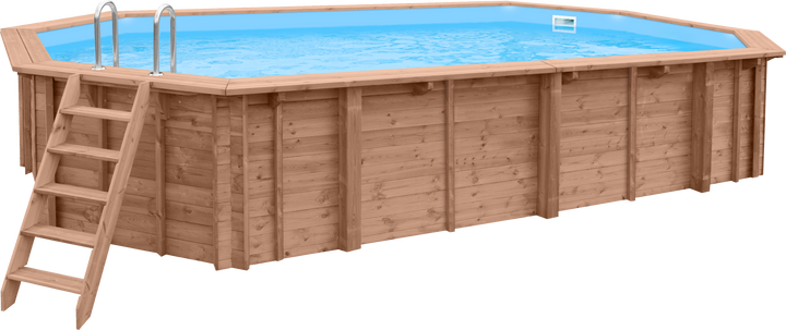 Abatec "Pacific Paradise" Komplett ovalt oktagonalt trebasseng | Utv. mål 814x460x136 cm. 34,21 m³