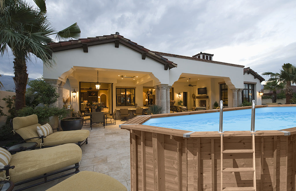 Abatec "Riviera Relaxation" Komplett basseng | Ovalt oktagonalt basseng | Utv. 695x375x149 cm | 25 m³