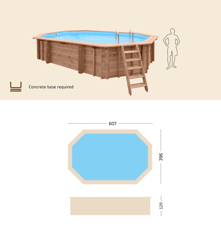 Abatec "Sea Breeze" Komplett basseng | Ovalt oktagonalt | Utv. mål 607x396x131 cm. 19 m³